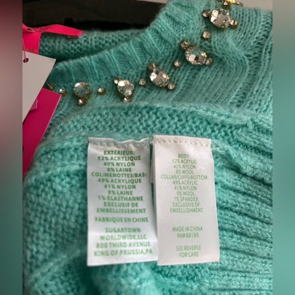 LILLY PULITZER Crystal Embellished LS Full Fashion Knit DARIO PULLOVER SWEATER - Picture 11 of 11